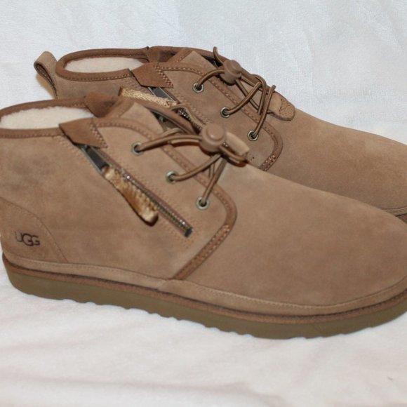 NEW MEN'S UGG NEUMEL ZIP SUEDE SHEARLING‎ LINED CHUKKA BOOTS CHESTNUT - Picture 1 of 7